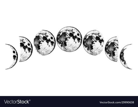 Moon Phases Tattoo Sleeve, Phases Of The Moon Tattoo Thigh, Moon Phase Sketch, Realistic Moon Phase Tattoo, Sternum Moon Phase Tattoo, Moon Phases Sketch, Moon Circle Tattoo, Banana Cupcakes Easy, Moonphase Tattoo