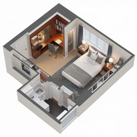 Dividing Studio Apartment, Studio Home Layout, Unique Apartment Floor Plans, Two Room Apartment Layout, Tiny Japanese Apartment Floor Plans, Studio Layout Ideas Floor Plans, Small Apartment Floor Plans Studio Apt, Studio Plans Layout, 20x20 Floor Plan Tiny Homes