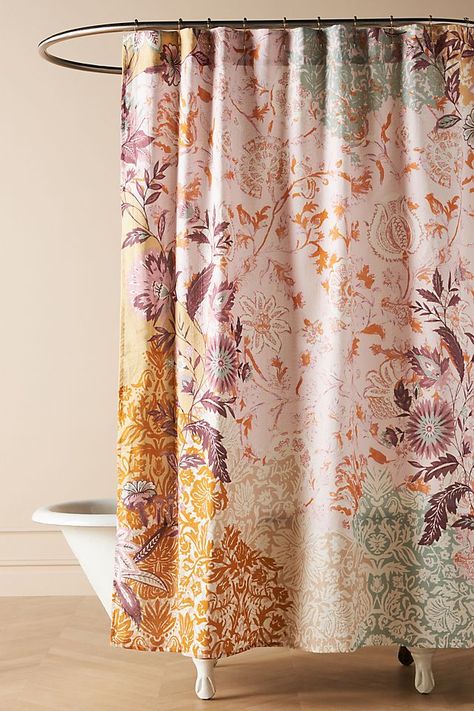 Anthropologie Shower Curtain, Bathroom Bohemian, Colorful Shower Curtain, Boho Bathroom Decor, Floral Shower Curtain, Cotton Shower Curtain, Boho Shower Curtain, Flowers Colorful, Unique Shower Curtain