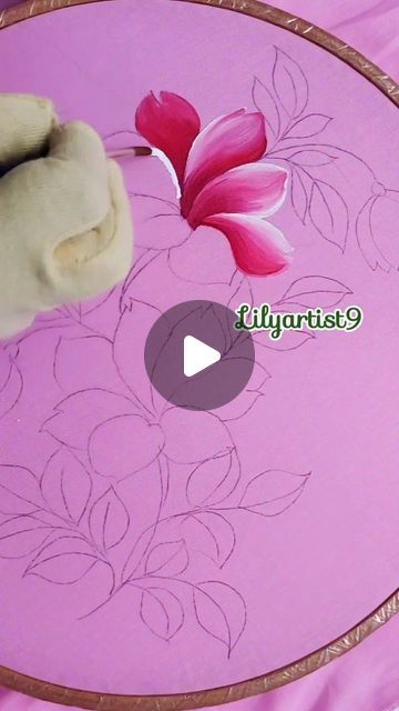 Painting Designs On Clothes, Fabric Painting Flowers, Fabric Painting Ideas, Slow Video, Clothes Painting, Fabric Folds, Cloth Painting, Fabric Paint Diy, Painting Flowers Tutorial