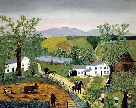 Grandma Moses, Naïve Artist, Arte Folk, Art Populaire, American Folk Art, Naive Art, Folk Art Painting, Outsider Art, Ex Libris