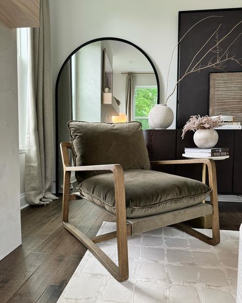 Comment SHOP below to receive a DM with the link to shop this post on my LTK ⬇ https://liketk.it/4HGWx Living Room Refresh This gorgeous olive green arm chair from @kathykuohome is such a classic piece . it gives Modern, Moody vibes. I love the contrast it brought to this space. #gifted #kathykuohome #ltkhome #homeinspo #lovewhereyoulive #accentchair #organicmoderndecor #livingroominspo @ltk.home @shop.ltk Olive Green Chair, Green Arm Chair, Olive Green Interior, Living Room Refresh, Moody Vibes, Green Armchair, Room Refresh, Green Interior, Organic Modern Decor