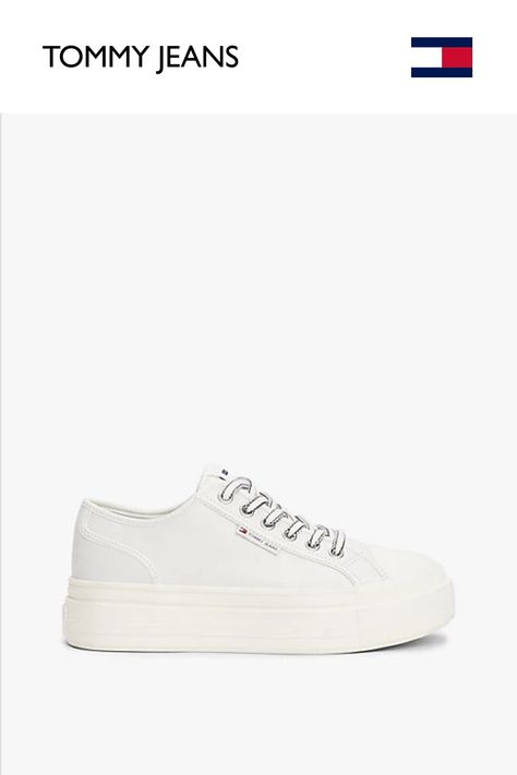 Tommy Jeans Flatform-Sneaker aus Leder mit Kontrast-Naht