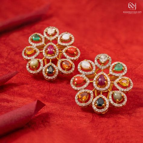 Photo From 2019 - By Balkishan Dass Jain Jewellers Navratan Pendant Set Gold, Navratan Jewellery, Victorian Studs, Navratna Necklace, Beaded Wedding Jewelry, Indian Wedding Jewelry Sets, Ear Cuff Jewelry, Diamond Pendants Designs, Bridal Jewellery Design