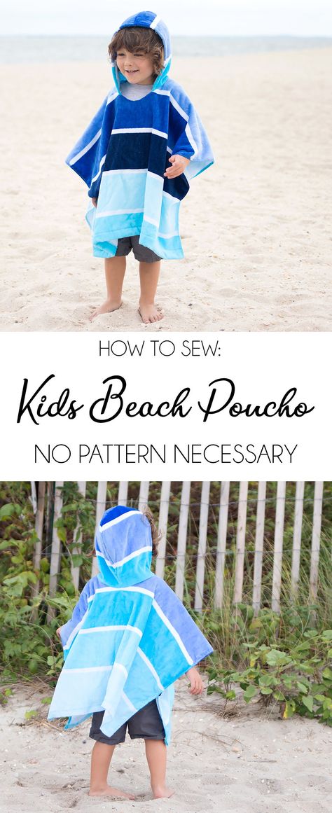 Diy Vetement, Beginner Sewing Projects Easy, Poncho Pattern, Kids Beach Towels, Leftover Fabric, Beach Kids, Sewing Projects For Beginners, Sewing Gifts, Sewing For Beginners