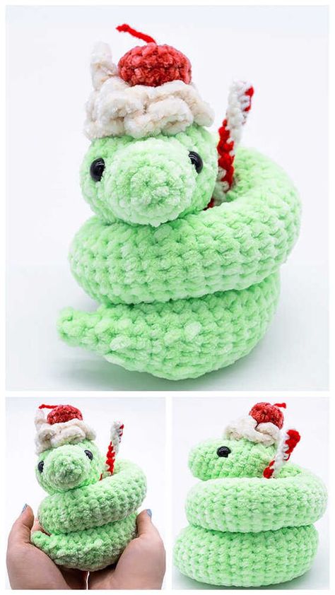 How To Crochet A Snake For Beginners, Crochet Snake Amigurumi, Cute Snake Crochet Pattern Free, Cute Crochet Amigurumi Free, Snake Crochet Pattern Free Amigurumi, Crochet Plushies Animals, Cute Crochet Snake, Different Ways To Crochet, Fun Things To Crochet Projects