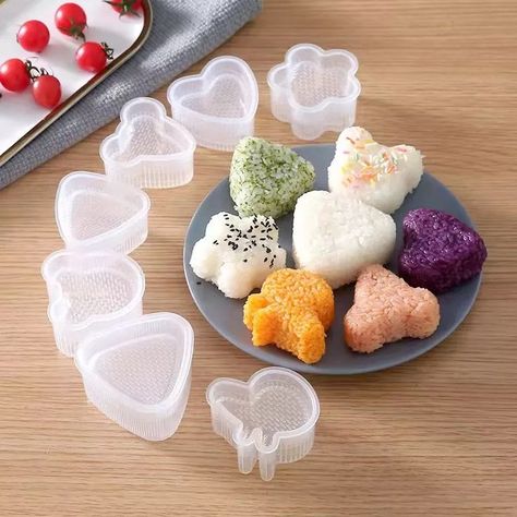 Lohas 7 Shapes Transparent Love Heart Baby Rice Ball Mold Shakers Food Decoration Kids Lunch DIY Sushi Maker Mould Kitchen Tools Sushi Kit, Pembuat Roti, Japan Sushi, Easy Sushi, Diy Sushi, Sushi Maker, Sushi Set, Rice Ball, How To Make Sushi