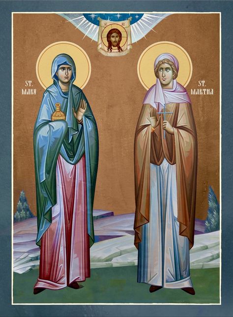 St. Mary & St. Martha of Bethany - June 4th Mary Of Bethany, Saint Martha, Saint Lazarus, St Monica, Christian Icons, Mary And Martha, Orthodox Christian Icons, Beautiful Prayers, Byzantine Icons