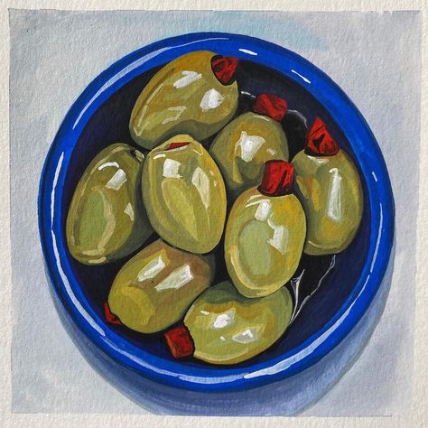 Kate Jarvik Birch’s Instagram profile post: “Did you forget to buy a Father’s Day gift? It can still ship in time in the US. Daily Painting #141 Gouache on paper  Paper size 6x6 Image…” Painting On Craft Paper, Gouache Acrylic Painting, Weird Painting Ideas Easy, Food As Art, Painting Inspiration Simple, Vintage Abstract Art, Things To Paint On Paper, Food Painting Ideas, Easy Painting Ideas On Paper