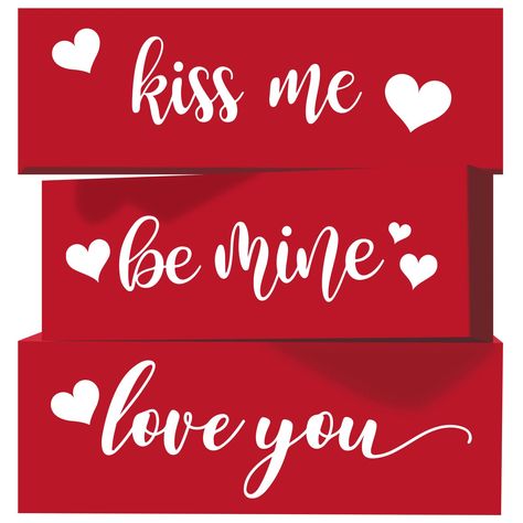 PRICES MAY VARY. What You Will Get - 3 pieces Valentine's Day wooden blocks are included in the package, with assorted texts that make the table centerpieces more eye-catching and delicate. Romantic Design - Our wooden signs are colored in red and white, printed with the words of kiss me, be mine, love you, very romantic and sweet. Durable Material - Made of good quality wood, our Valentine's Day signs are sturdy and hard to break, they have been precisely cut and painted, can be used and kept f Tiffany Blue Cakes, Burlap Baby Showers, Living Room Mantle, Mine Love, Romantic Words, Floral Banners, Valentines Decorations, Hand Painted Wedding, Valentine's Day Decor