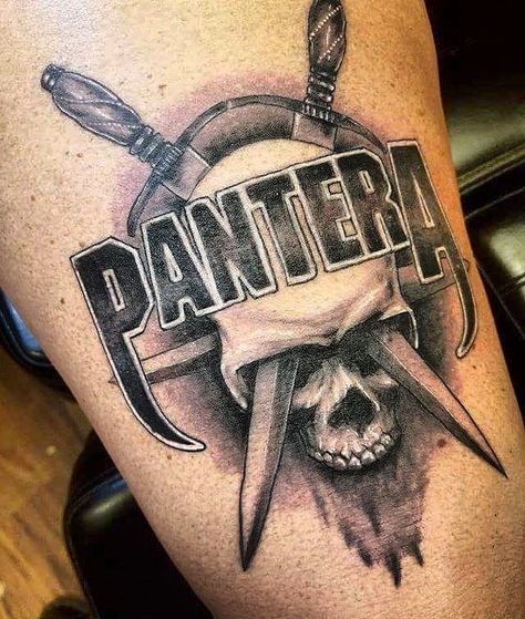 Pantera Band Tattoo Ideas, Metal Bands Tattoos, Pantera Tattoo Band, Metalhead Tattoo Ideas, Rock Tattoo Designs, Metal Band Tattoos, Metal Music Tattoo, Heavy Metal Tattoo Ideas, Rock Band Tattoos