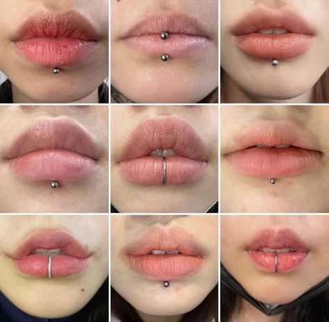 Different Piercings, Mouth Piercings, Piercing Chart, Cool Ear Piercings, Pretty Ear Piercings, Face Piercings, Cool Piercings, Labret Piercing, Facial Piercings