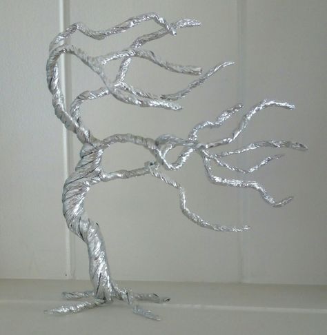 Hand made tree from tin foil. Tin Foil Sculpture Art Projects, Aluminum Foil Art Sculpture, Tin Foil Art Sculpture, Aluminum Foil Sculpture, Tin Foil Sculpture, Tinfoil Sculptures, Aluminum Foil Art Diy, Aluminium Foil Crafts, Aluminium Foil Crafts Ideas