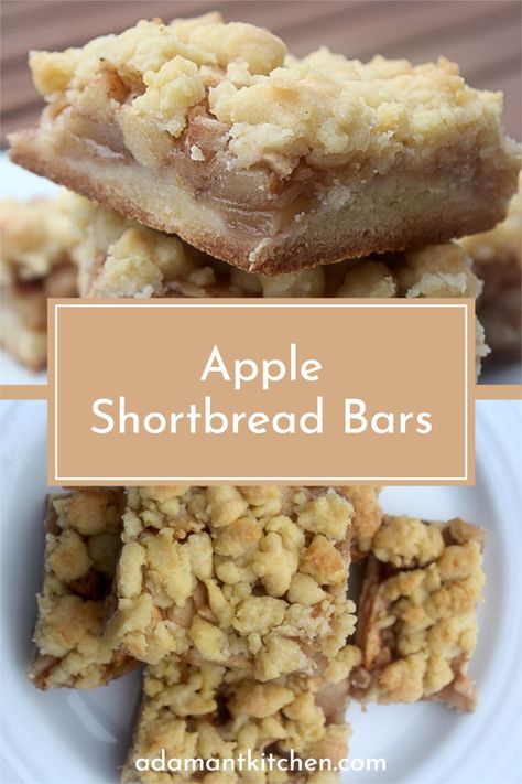 Apple Shortbread Bars: Thanksgiving Desserts - If you're looking for easy fall apple dessert recipes, you'll love this apple crisp shortbread bars recipe. They really are the best apple shortbread squares you'll make this fall! thanksgiving baking ideas | apple recipes dessert | thanksgiving apple desserts Apple Kuchen Bars, Apple Crisp Shortbread Bars Recipe, Apple Bar Recipes Easy, Healthy Apple Bars Recipes, Apple Crisp Shortbread Bars, Shortbread Apple Crisp Bars, Canned Apple Desserts Easy, Sheet Pan Apple Pie Bars, Easy Apple Recipes 3 Ingredients