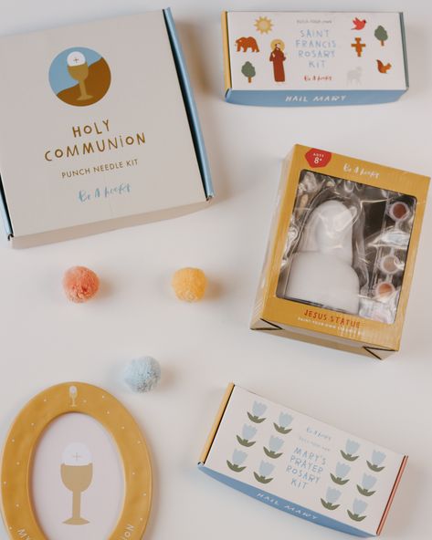 ⁠Find our kid approved First Communion shop at beaheart.com First Communion Gift Ideas, Gift Ideas Girl, Holy Spirit Dove, Holy Water Bottle, First Communion Party, Punch Needle Kits, Communion Party, Party Goods, First Communion Gifts