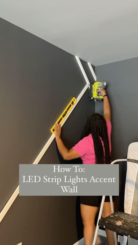 🌟Here’s an easy HOW TO: On the LED Strip Lights! I hope this will answer all the questions I’ve been getting 😃 #howto #ledlights… | Instagram Boy Room Accent Wall, Gaming Bedroom Ideas, Boy Room Paint, Game Room Lighting, Boys Bedroom Paint, Boys Game Room, Teenager Bedroom Boy, Teenage Boy Room, Boys Room Design