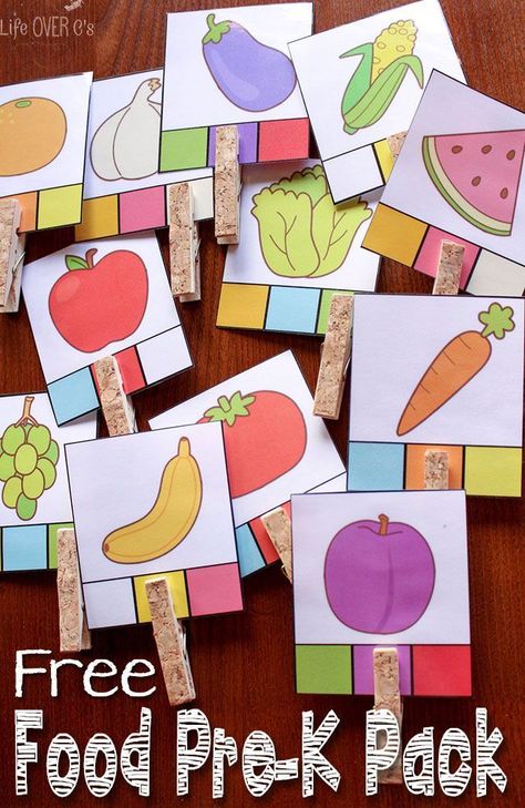 It's fun to learn about healthy foods with these free printables for preschoolers! Lots of fruits and veggies! Healthy Food Activities, Preschool Food, Learning Kindergarten, Food Games, Nutrition Activities, Aktiviti Kanak-kanak, Food Activities, Preschool Colors, Printables For Kids