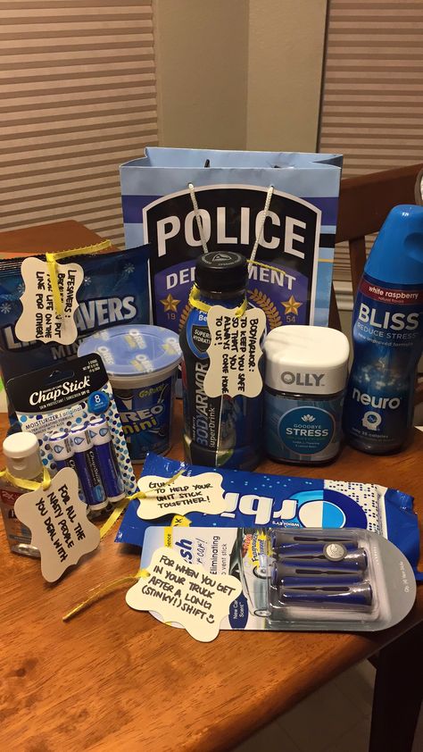 Police appreciation gift for my husband! Police Appreciation Week, Police Week Ideas, Police Appreciation Gifts, Police Officer Appreciation, Gift For My Husband, Husband Ideas, Police Appreciation, Charity Work Ideas, Police Academy Graduation