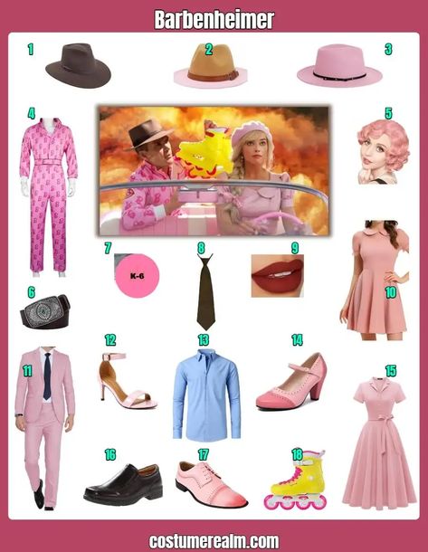 How To Barbenheimer Halloween Costume Guide For Cosplay & Halloween Barbenheimer Outfit Ideas, Barbenheimer Costume, Barbenheimer Outfit, Comicon Outfit, Barbie And Oppenheimer, Barbie Cosplay, Costume Guide, Light Blue Dress Shirt, Barbie Costume