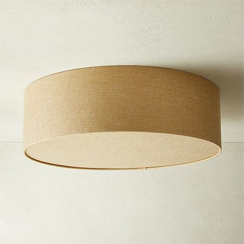 Drum Flush Mount Light 12" + Reviews | CB2 Black Flush Mount Light, Jute Shades, Modern Flush Mount Lighting, House Vibes, Dining Room Ceiling, Modern Flush Mount, Cfl Bulbs, Flush Mount Light, Overhead Lighting