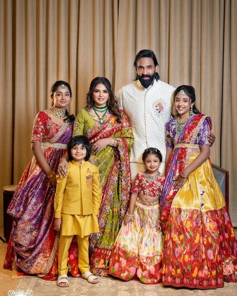 Viranica Manchu on Instagram: "Happy Ugadi 🥭💜♥️💛💚  Outfits: @viranicaofficial  Jewelry: @vasundharadiamondrf  HMU: @pixelperfectmakeup_visali"