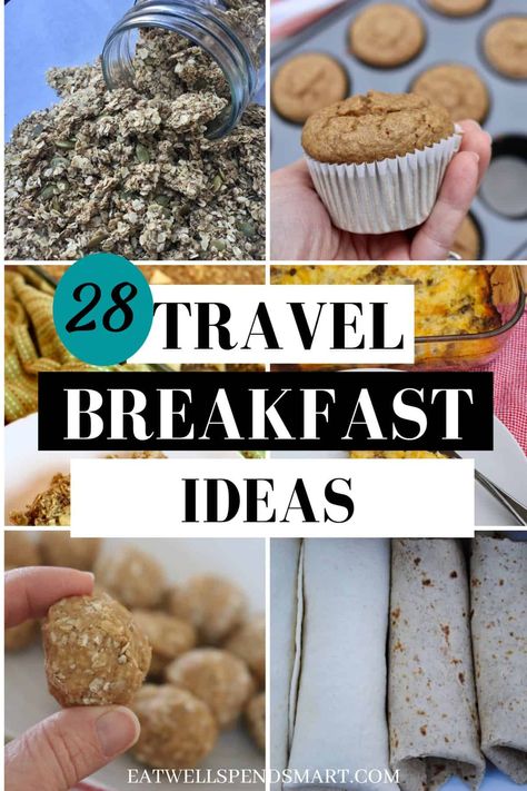 Packing Breakfast For Travel, Easy Breakfast To Eat In The Car, Easy To Go Breakfast Ideas Make Ahead, Easy Road Trip Breakfast, No Cook Breakfast Ideas Camping, Breakfast To Eat In The Car, Healthy Travel Breakfast Ideas, Non Refrigerated Breakfast Ideas, Easy Reheat Breakfast Ideas