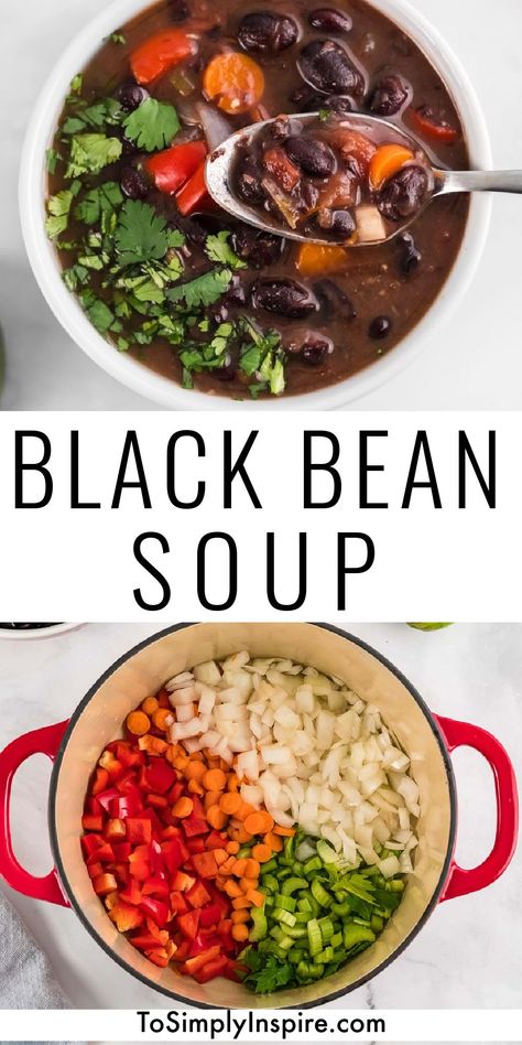 Black Bean Soup From Dry Beans, Vegetable Black Bean Soup, Ww Black Bean Soup, Black Bean Soup Recipe Using Canned Beans, Pioneer Woman Black Bean Soup, Raw Black Bean Recipes, Black Bean Soup Dry Beans, Black Bean Veggie Soup, Gluten Free Black Bean Soup