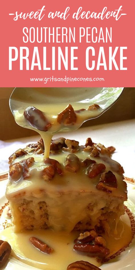 Easy Dessert Recipes With Sweetened Condensed Milk, Pound Cake Dessert Ideas, Southern Pecan Praline Cake, Praline Frosting, Pecan Praline Cake, Condensed Milk Cake, Praline Cake, Bundt Recipes, Sheet Cake Recipe