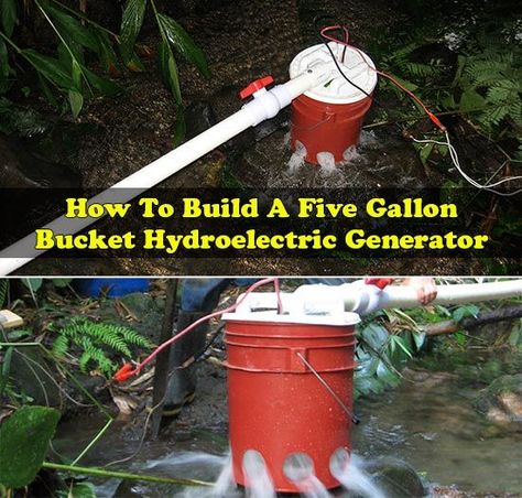 Hydroelectric Generator, Five Gallon Bucket, Alternative Energie, Off Grid Survival, Alternative Energy Sources, Survival Life Hacks, Off Grid Solar, Prepper Survival, Hydro Electric