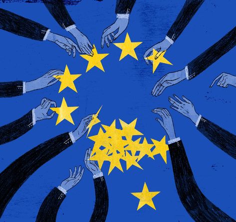 Opinion | How to Revive the Promise of the European Union - The New York Times Immigration Art, Europe Day, Hand Lines, Start Ups, The Promise, European Union, The European Union, Editorial Illustration, Eu Flag