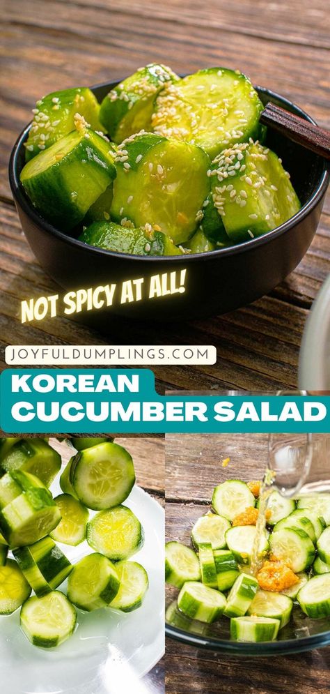 Korean Style Cucumbers, Cucumber Korean Side Dish, Korean Pickled Vegetables, Korean Pickled Cucumber, Korean Pickles, Korean Cucumber Side Dish, University Meals, Korean Veggies, Cucumber Side