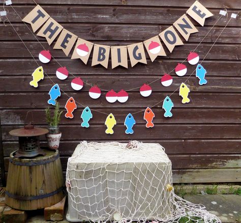 Big One Fishing Birthday, The Big One Fishing Birthday, Ofishally One Birthday, Fish Garland, One Birthday Banner, Fishing Themed Birthday Party, Fishing Birthday Party, Themed 1st Birthday, O Fish Ally