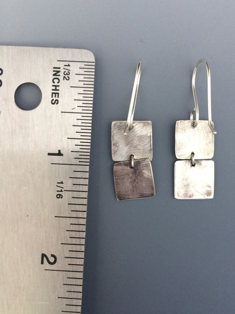 Silver Earrings Dangling Earrings Forged Oxidized Gentle Movement, Pmc Jewelry, Urban Jewelry, Earrings Dangling, Soldering Jewelry, Contemporary Earrings, Precious Metal Clay, Rustic Jewelry, Earrings Inspiration