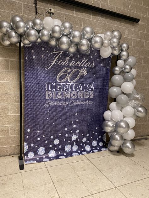 Diamond Gala Theme, Denim And Bling Party Ideas, Denim Pearls Party Themes, Denim And Diamonds Balloon Decor, Blue Jean Ball Fundraiser, Demin And Pearls Party, Navy And Silver Party Decor, Jeans And Diamonds Theme, Demin And Diamonds Party Ideas Outfits