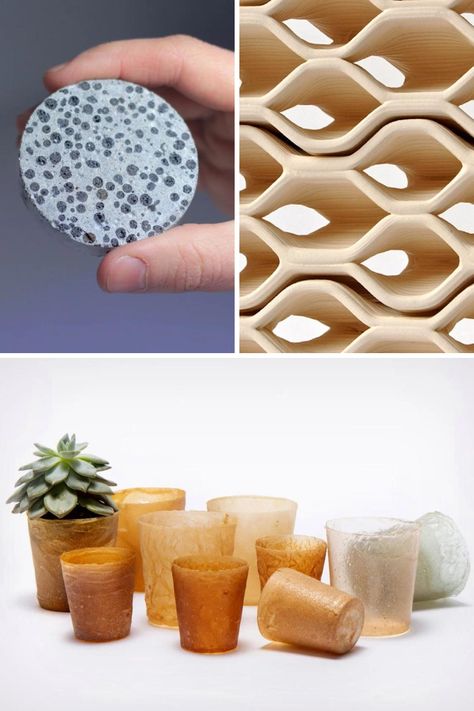 From Self-Healing Concrete to Bioengineered Plastics: The Next Wave of Design Materials. Learn More! Self Healing Concrete, Biodesign Product, Bioplastic Products, Biomaterials Design, Innovative Product Design Ideas, Recycle Material, Frozen Food Packaging, Miniature Ice Cream, Innovative Materials