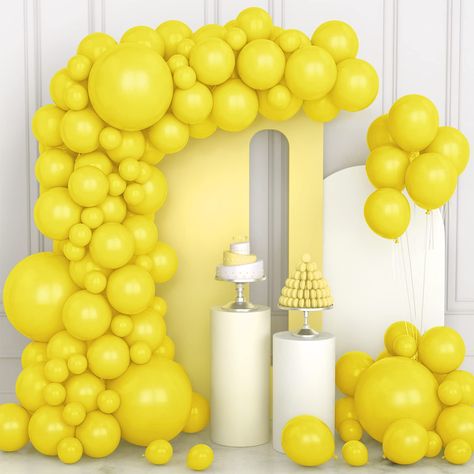 PRICES MAY VARY. Yellow Balloon Garland Kit: You will receive 4 x 18 inch yellow balloons, 35 x 12 inch yellow balloons, 30 x 10 inch yellow balloons, 30 x 5 inch yellow balloons, 1 x 10 m yellow balloon ribbon, 1 x balloon chain and 5 x balloon dispensing. It will certainly bring a great surprise to your party, and the advanced sense of solid color will bring infinite possibilities to your party. Bang-for-the-buck Balloons: The yellow balloon arch kit is made of high quality latex for a more na Safari Baby Shower Decorations, Thanksgiving Party Decor, Jungle Party Decorations, Festa Hot Wheels, Celebration Balloons, Orange Balloons, Yellow Balloons, Pastel Balloons, Mens Birthday Party