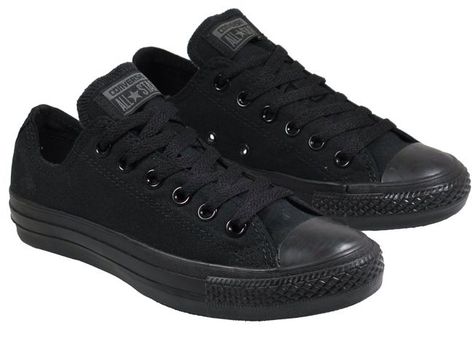 Low black converse 2024 Word, Black Converse Low, All Black Converse, Converse All Star Ox, Black Chucks, Converse Womens, Estilo Grunge, Low Shoes, Black Converse