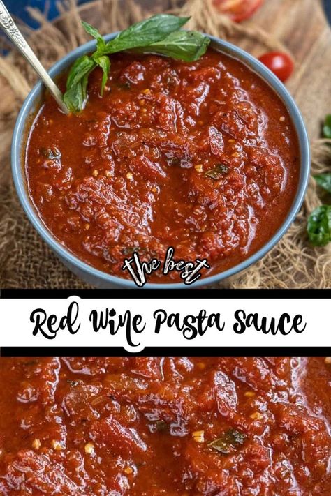 Red Wine Spaghetti Sauce Recipe, Red Wine Marinara Sauce, Creamy Red Wine Sauce, Pasta Sauce With Red Wine, Red Cooking Wine Recipes, Red Wine Spaghetti Sauce, Spaghetti Sauce With Red Wine, Homemade Red Sauce Italian, Spaghetti Sauce With Wine