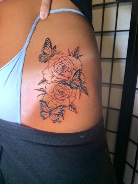 Medium Size Hip Tattoo, Hip Tattoo Medium, Rib Tattoos For Women Side Tat, Medium Size Tattoos, Fineline Tattoos, Tattoo Appointment, Rib Tattoos For Women, Hip Tattoos, Hip Tattoos Women