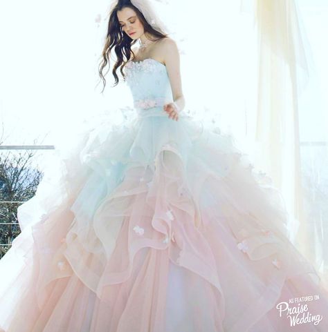 When pink meets blue adorned with sweet floral details, the result is this… Wedding Dresses Pink, Pastel Wedding Dresses, Pinecone Crafts, Wedding Dresses Ideas, Plum Hair, Fest Outfits, 파티 드레스, Wedding Pink, Pink Wedding Dresses