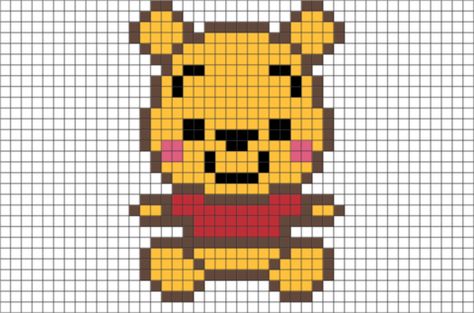 Baby Pooh Pixel Art Pooh Pixel Art, Winnie The Pooh Pixel Art, Disney Pixel Art, Pixel Art Disney, Pixel Art Simples, Winnie The Pooh Cross Stitch, Pooh Cross Stitch, Pixel Art Animals, Image Pixel Art