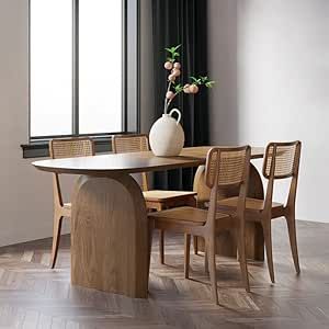 Japandi Dining Table, Wooden Dining Table Modern, Japandi Dining, Dining Table Solid Wood, Mesa Oval, Set Meja Makan, Esstisch Modern, Farmhouse Dining Table, Oval Table Dining