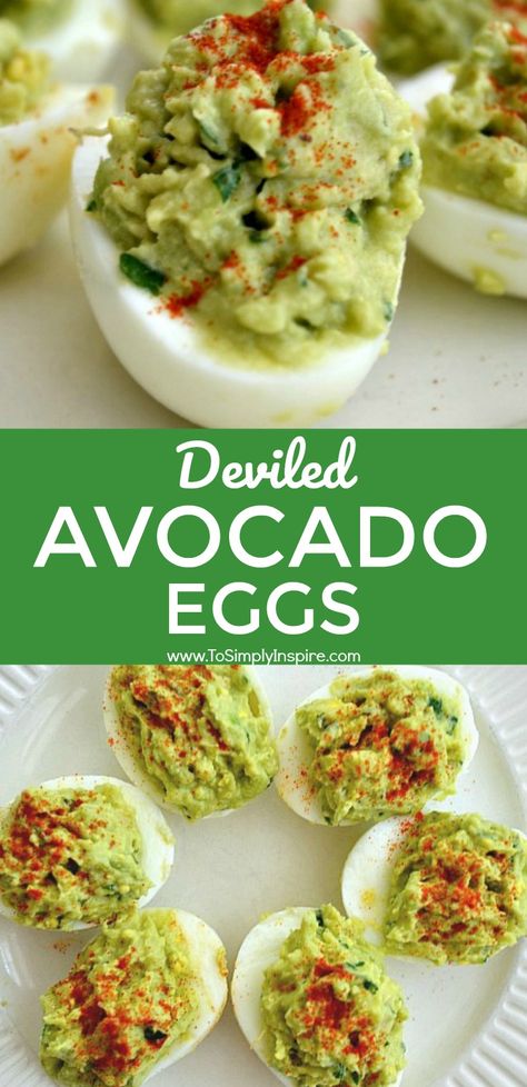 These deviled avocado eggs are an amazing healthy alternative to traditional deviled eggs. Traditional Deviled Eggs, Avocado Illustration, Avocado Recipes Healthy, Avocado Eggs, Devilled Eggs Recipe Best, Avocado Deviled Eggs, Avocado Dessert, Deviled Eggs Recipe, Stuffed Avocado Healthy