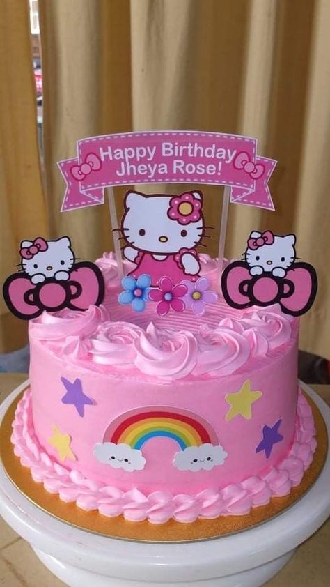 Hello Kitty Design Cake, Kue Ultah Hello Kitty Topper, Kue Ultah Hello Kitty, Hello Kitty Topper Cake Printable, Hello Kitty Cakes Birthday, Hello Kitty Cake Ideas Birthdays, Simple Hello Kitty Cake Design, Hello Kitty Cake Design Birthday, Hello Kitty Cake Topper Printable