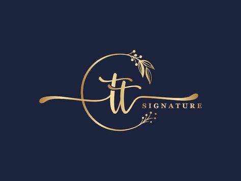 Luxury gold signature initial tt logo de... | Premium Vector #Freepik #vector #exclusive-logo #stylish-logo #luxury-logo #signature-font Gold Font Logo, Gold Logo Design Ideas, Tt Logo Design, Luxury Logo Design Gold, Decoration Logo Design, Luxury Brand Logo Design, Tailoring Logo Design Ideas, Exclusive Logo Design, Tailor Logo Design