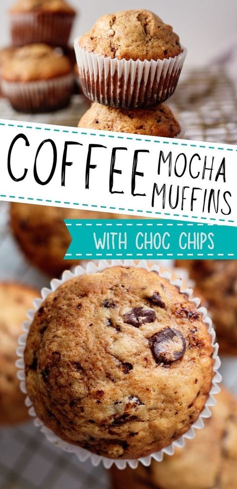 Cooking With Coffee, Mocha Muffins, Muffins With Chocolate Chips, Make Ahead Brunch Recipes, Coffee Muffins, Muffins With Chocolate, Coffee Mocha, Homemade Muffins, Baking Muffins