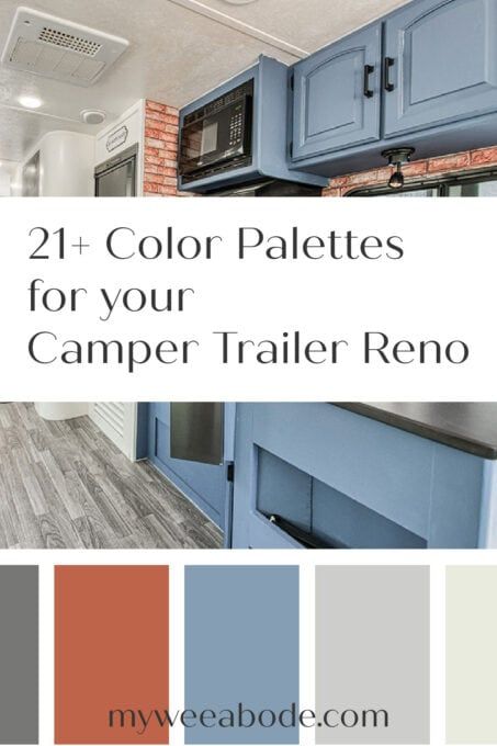 Revamp your motor home with these 21 color palettes for your camper trailer renovation. Get inspired by beautiful camper trailer color schemes that will elevate your space and make your travels even more enjoyable. #myweeabode #rvrenovation #traveltrailer #tinyhome Camper Interior Paint Colors, Rv Interior Remodel Color Schemes, Camper Color Scheme, Camper Makeover Color Schemes, Rv Color Schemes, Small Home Improvements, Spring Centerpieces, Trailer Renovation, Fall Hydrangea Wreath