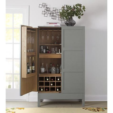 Victuals Grey Bar Cabinet by Russell Pinch for Crate & Barrel — Faith’s Daily Find 03.12.14 | The Kitchn Booze Cabinet, Cocktail Cabinets, Armoire Bar, Bar Deco, Billy Regal, Grey Bar, Deco Studio, Cocktail Cabinet, Home Bar Designs