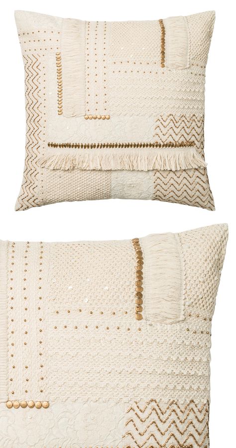 Hand-woven beading and airy fringe combine in this beautiful throw pillow that… Earthy Design, Beaded Pillow, Diy Pillow Covers, Towel Weaving, Beautiful Throw Pillows, Fringe Pillows, Bedroom Pillows, Farmhouse Pillows, Rustic Living