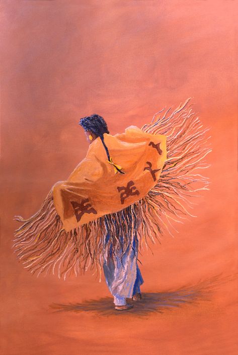 A Navajo woman performing the Wind Dance. People Dancing Painting, Painting Native American, Dancing Painting, Native American Art Projects, Wind Dancer, Navajo Art, Native Artwork, Dancer Painting, Native American Paintings